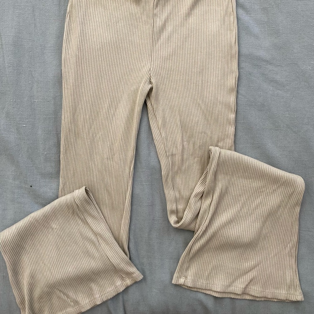 Ribbed spandex flare pants